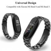 Xiaomi Mi Band 4 (Mi Band 3 Uyumlu) Akıllı Bileklik Metal Kordon Kayış Siyah - 6