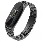 Xiaomi Mi Band 4 (Mi Band 3 Uyumlu) Akıllı Bileklik Metal Kordon Kayış Siyah - 7