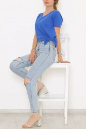 Penye Tunik Tişört Mavi thumbnail 2