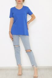 Penye Tunik Tişört Mavi thumbnail 4