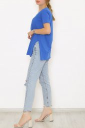 Penye Tunik Tişört Mavi thumbnail 5