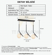TT Aydınlatma TT019-3S-SY-BKR  Mat Siyah-Bakır 3 lü Dirsek Kol Sır thumbnail 4