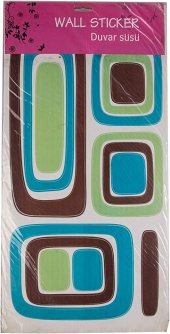 Duvar Süsü (Sticker) Kareli Mavi,Yeşil Desen Pvc 61x30x0,5cm - 2