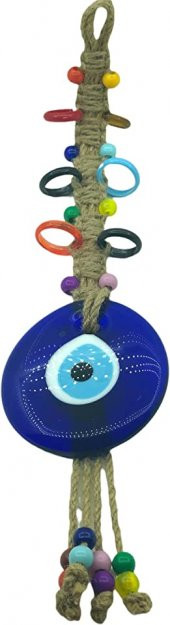 Zek Renkli Yüzük Detaylı Makrome Duvar Nazarlığı - 1