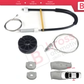 Renault Megane MK1 1996-2003 Cabrio Convertible 7700848450 İçin Elektrikli Arka Sol Cam Kriko Seti thumbnail 1