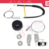 Renault Megane MK1 1996-2003 Cabrio Convertible 7700848451 İçin Elektrikli Arka Sağ Cam Kriko Seti thumbnail 2