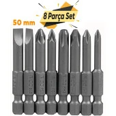 Rico 005-KK1130 Yıldız Düz Bits Uç Seti PH+PZ+SL 8 Parça 50 mm thumbnail 1