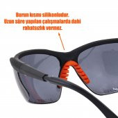 İş Güvenlik Gözlüğü Koruyucu Silikonlu Gözlük S600 Füme - 4