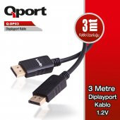QPORT Q-DP03  3m DISPLAY PORT 1.2V KABLO - 1