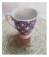 Keramika Krm 2904 Renkli Desenli Ayaklı Porselen Kupa - 1