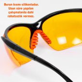 İş Güvenlik Gözlüğü Koruyucu Silikonlu Gözlük S600 Sarı - 3