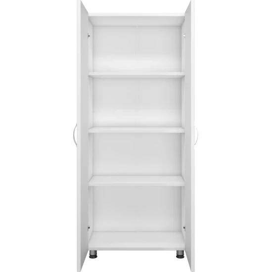 4 Raflı Çok Amaçlı Dolap Çok Amaçlı Mutfak Dolabı Banyo Dolabı Beyaz 140x60x32 - 1