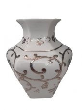 Kütahya Porselen Köşeli Vazo 15 cm Dekor No:3678 Platin - 1