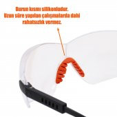 İş Güvenlik Gözlüğü Koruyucu Silikonlu Çapak Gözlük S300 Şeffaf - 4