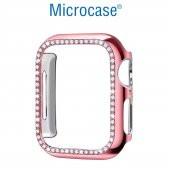 Microcase Apple Watch 7 41mm Elmas Taş Sert Rubber Kılıf - Pembe - 2