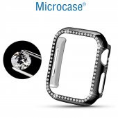 Microcase Apple Watch 7 41mm Elmas Taş Sert Rubber Kılıf - Pembe - 4