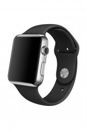 Microcase Apple Watch 5 Seri 5 44 mm Silikon Kordon Kayış - Siyah - 1