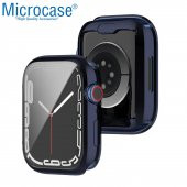 Microcase Apple Watch 7 45 mm Önü Kapalı Silikon Kılıf - Lacivert - 2