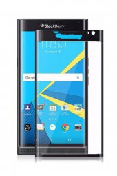 Microcase BlackBerry Priv 3D Curved Tam Kaplayan Tempered Glass Cam Koruma - Siyah - 1