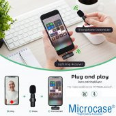 Microcase iPhone Lightning Profesyonel Wireless Kablosuz Yaka Mikrofonu Lavalier - AL2880 - 4