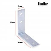 Mobilya Dolap Köşe Bağlantı Sabitleme L Demir Gönye 55x55x15 mm (10 ADET) - 2