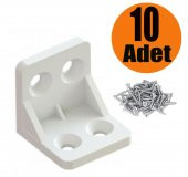 (10 ADET) Mobilya Dolap Köşe Bağlantı Sabitleme L Gönye 28x28x28 mm Beyaz (10 ADET) - 1