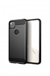 Microcase Google Pixel 5 Brushed Carbon Fiber Silikon Kılıf - Siyah - 1