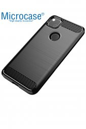 Microcase Google Pixel 5 Brushed Carbon Fiber Silikon Kılıf - Siyah - 2