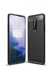 Microcase OnePlus 8 Brushed Carbon Fiber Silikon Kılıf- Siyah - 1