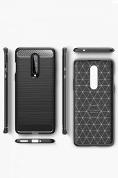 Microcase OnePlus 8 Brushed Carbon Fiber Silikon Kılıf- Siyah - 3