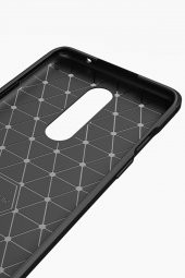 Microcase OnePlus 8 Brushed Carbon Fiber Silikon Kılıf- Siyah - 4