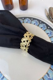 6 Adet Gold Casablanca Luxury Metal Peçete Halkası - 2