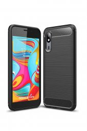 Microcase Samsung Galaxy A2 Core Brushed Carbon Fiber Silikon TPU Kılıf - Siyah - 1
