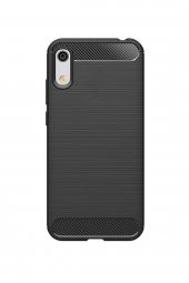 Microcase Huawei Honor Play 8A Brushed Carbon Fiber Silikon TPU Kılıf - Siyah - 1