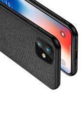 Microcase iPhone 11 Fabrik Serisi Kumaş ve Deri Desen Kılıf - Siyah - 3