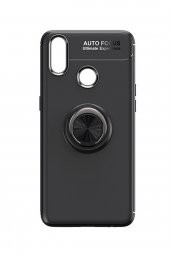 Microcase Realme 3 Pro Focus Serisi Yüzük Standlı Silikon Kılıf - Siyah - 1