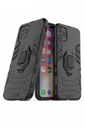 Microcase iPhone 11 Pro Max Batman Serisi Yüzük Standlı Armor Kılıf - Siyah - 2