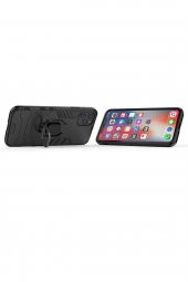 Microcase iPhone 11 Pro Max Batman Serisi Yüzük Standlı Armor Kılıf - Siyah - 4