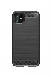 Microcase iPhone 11 Brushed Carbon Fiber Silikon Kılıf - Siyah - 1