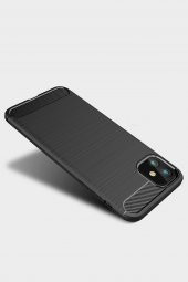 Microcase iPhone 11 Brushed Carbon Fiber Silikon Kılıf - Siyah - 3