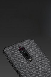 Microcase Xiaomi Mi 9T - Mi 9T Pro Fabrik Serisi Kumaş ve Deri Desen Kılıf - Siyah - 2