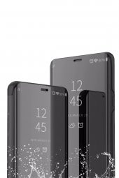 Microcase iPhone 7 - iPhone 8 Aynalı Kapak Clear View Flip Cover Mirror Kılıf - Siyah - 2