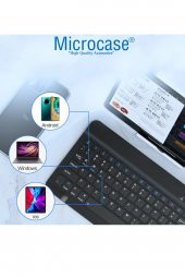 Microcase Tablet ve Telefonlar için Bluetooth Klavye Şarjlı Kablosuz + TR Klavye Sticker - AL2671 Siyah - 7
