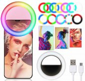 Microcase RGB Selfie LED Mandallı Üniversal Ring Halka Flash Işık Light AL2609 - 1