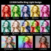 Microcase RGB Selfie LED Mandallı Üniversal Ring Halka Flash Işık Light AL2609 - 4