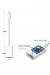 Microcase Lightning iPhone iPad to USB Kamera Adaptörü - Lightning to USB Beyaz - Model : AL2470 - 2