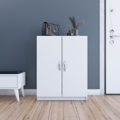 4 Raflı 2 Kapaklı Ayakkabılık Çok Amaçlı Dolap Ayakkabı Dolabı 90x70x33 - 1
