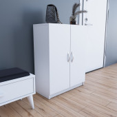 4 Raflı 2 Kapaklı Ayakkabılık Çok Amaçlı Dolap Ayakkabı Dolabı 90x70x33 - 3