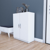4 Raflı 2 Kapaklı Ayakkabılık Çok Amaçlı Dolap Ayakkabı Dolabı 90x70x33 - 4