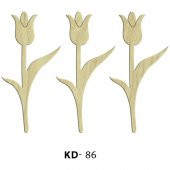 KD86 Lale 3lü Set Ahşap Paket Süsü, Hobi Ahşap Boyama Süs - 1